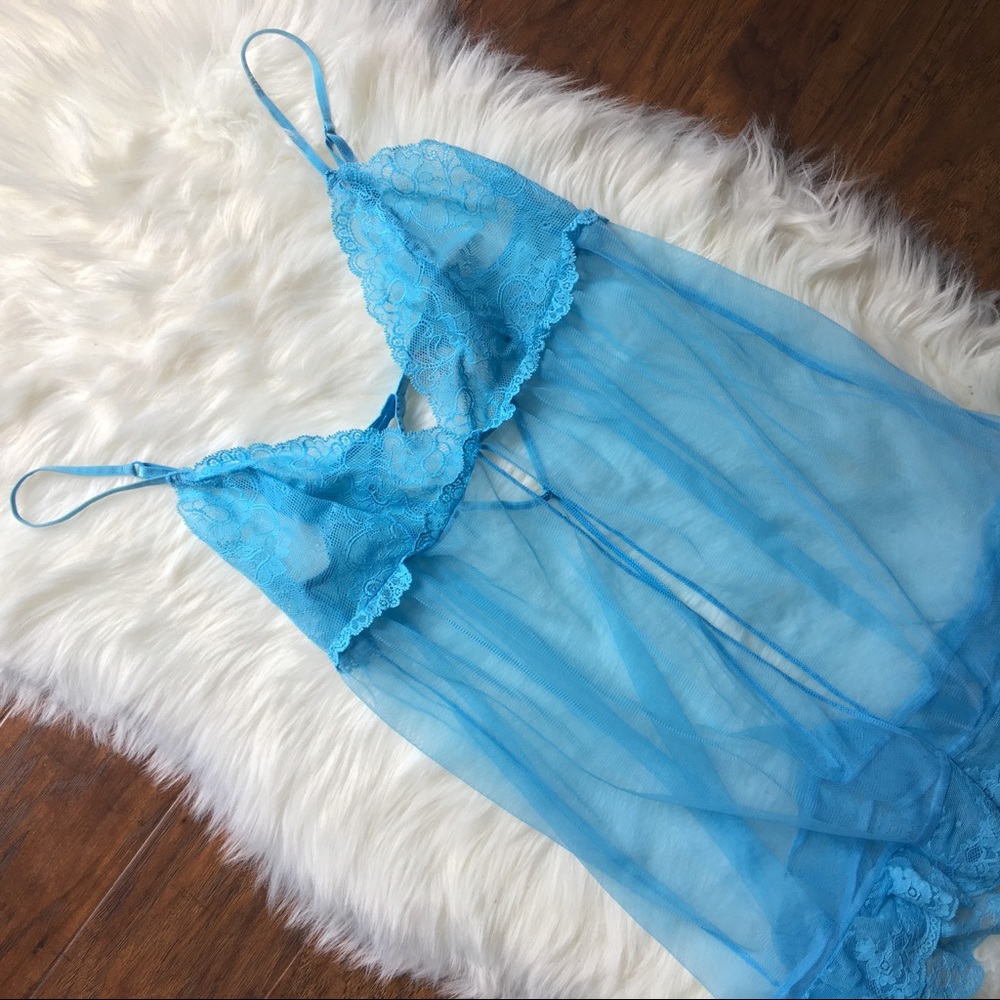 {Victoria's Secret} Blue Lace/Mesh Lingerie